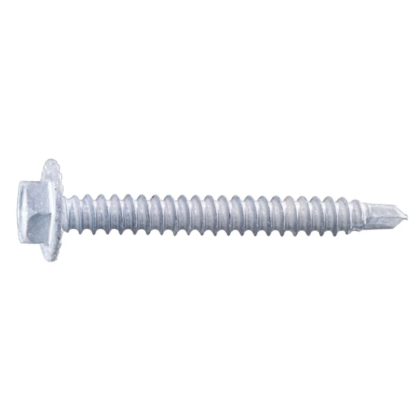 Midwest Fastener Self-Drilling Screw, #8 x 1-1/2 in, White Ruspert Steel Flange Hex Head External Hex Drive, 100 PK 54480 - main